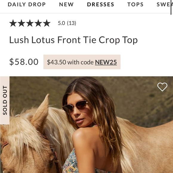 VICI Dolls Lotus Front Tie Floral Crop Halter Small Medium Large - Picture 8 of 9